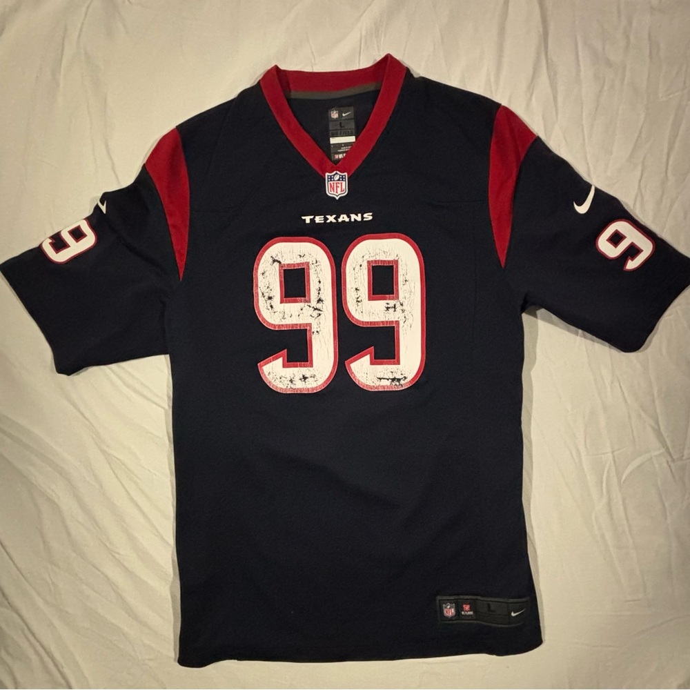 Nike Men's Black and Red Texans Jersey